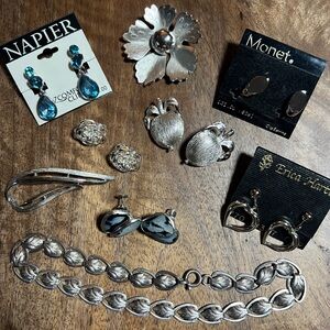 Vintage Silver Tone Jewelry Lot Sarah Cov Napier Monet